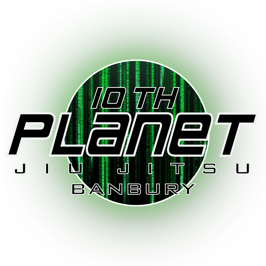 Logo of 10th Planet Jiu Jitsu Banbury with a green digital pattern.